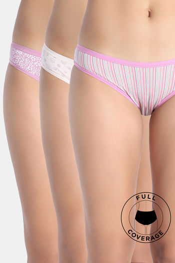 Buy Zivame Low Rise Full Coverage Bikini Panty (Pack of 3) - Multicolor